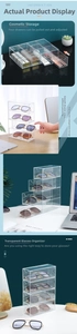 Macro shot of 4-layer acrylic organizer drawers for sunglasses and cosmetics storage