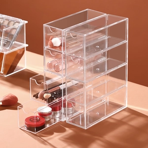 Clear Acrylic Multi-Layer Desktop Storage Box Stackable Transparent Organizer For Sunglasses Jewelry Home Office