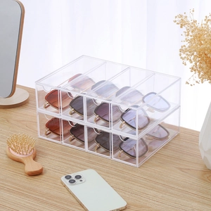Transparent acrylic 4-layer drawer storage box for organizing glasses and lipsticks