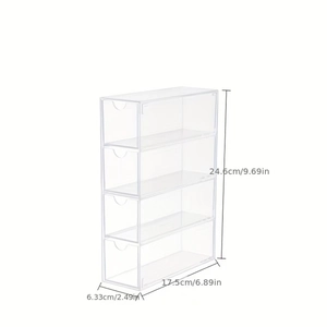 4-tier clear acrylic desk organizer box with drawers for glasses and cosmetics
