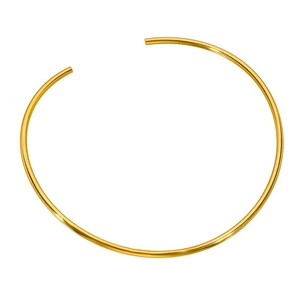 Polished gold minimalist open choker necklace with smooth round metallic surface for women