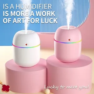 Portable Mini USB Humidifier With Colorful LED Night Light Silent Misting Air Diffuser For Car Home Office Desktop Clover Pattern