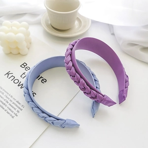 Elegant braided velvet headband set in purple shades for women's stylish hair styling