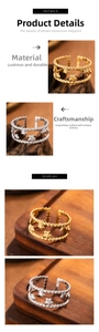 Detail of double-layer hollow star rings in gold and silver finish with bead texture