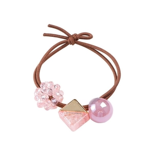 Kids minimalist elastic hair band with crystal beads and charms on white background