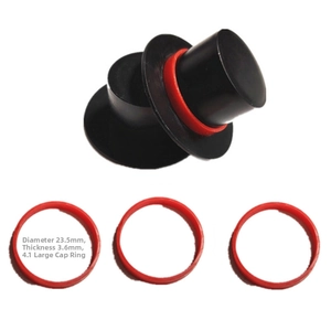 Vue détaillée de mini chapeaux de bonhomme de neige avec anneaux rouges de 23,5mm DIY
