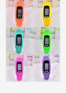 Detailed grid view showcasing various colorful silicone sports pedometers for active users