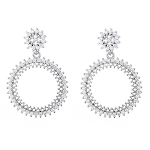 Élégantes boucles d'oreilles créoles en argent S925 avec cristaux pavés étincelants