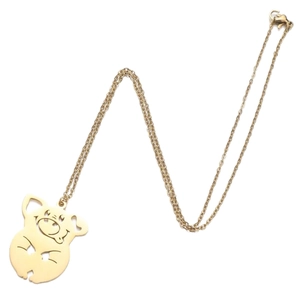 Schattige cartoon varkenshanger ketting in gouden afwerking met hol minimalistisch design