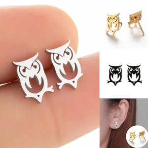 Boucles D Oreilles Chouette Mignonne Acier Inoxydable Forme Animale Bijoux Minimalistes Pour Femmes Accessoire Mode