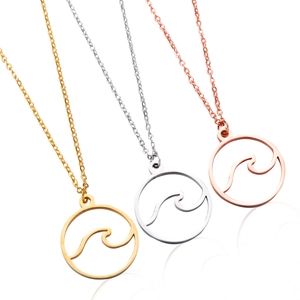 Collana Con Pendente A Onda Tonda Cava Minimalista In Acciaio Inossidabile Gioielli Da Spiaggia Chic Regalo Per Donna