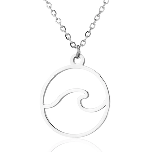 Collana in acciaio inossidabile con ciondolo a onda tonda scavata e catena minimalista