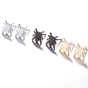 Drei Paar Spinnen-Ohrstecker in Stahl, Schwarz und Gold aus hochwertigem Edelstahl