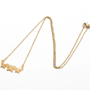 Elegant gold stainless steel butterfly pendant necklace with triple cut-out design