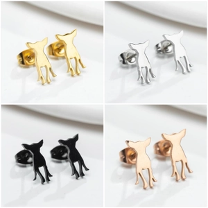 Chihuahua Dog Silhouette Stud Earrings Minimalist Stainless Steel Animal Shape Jewelry Gift For Women