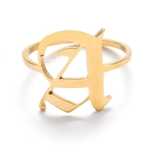 Gotischer Anfangsbuchstabe Edelstahlringe Für Damen Retro Old English Stil Verstellbarer Ausgehöhlter Fingerschmuck Geschenk