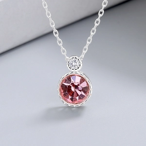 Elegant Heart of Ocean necklace with pink crystal pendant and silver s925 chain
