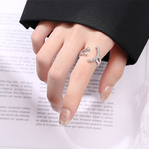 Elegant adjustable silver smile ring with pavé cubic zirconia for a modern look
