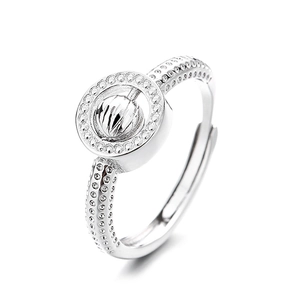 Bague rotative anti-stress argentée avec texture perlée et design ouvert ajustable
