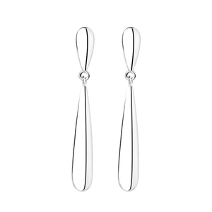 Polished S925 silver geometric water drop earrings with minimalist teardrop design