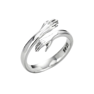 S925 sterling silver hug ring with open adjustable band for couple fashion