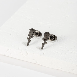 Stainless Steel Rose Stud Earrings Gothic Dark Flower Jewelry Minimalist French Style For Women
