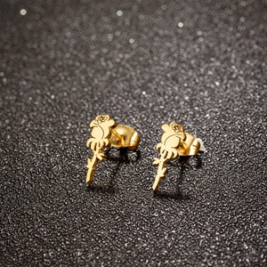 French luxury gold hollow rose flower studs with gothic dark aesthetic for women