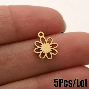 Pendentifs marguerites en acier inoxydable doré pour bijoux DIY lot de 5 pièces