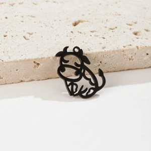 Pendentif boeuf creux en acier inoxydable noir mat pour la création de bijoux DIY