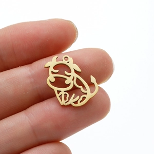Pendentif Bœuf En Acier Inoxydable Creux Animal De Dessin Animé Zodiaque Breloques Pour La Fabrication De Bijoux DIY