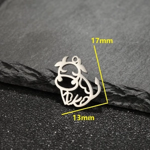 Pendentif buffle en acier inoxydable ajouré, taille 17mm x 13mm pour bijoux DIY