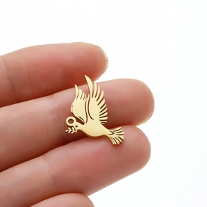 Stainless Steel Peace Dove Pendants With Olive Branch For DIY Jewelry Making Necklaces Charms Metal Bird Pendant