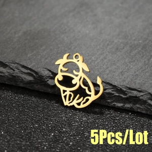 Lot de 5 pendentifs vaches évidés en acier inoxydable doré pour la création de bijoux