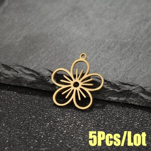 Minimalist geometric flower pendant in golden stainless steel for DIY jewelry making