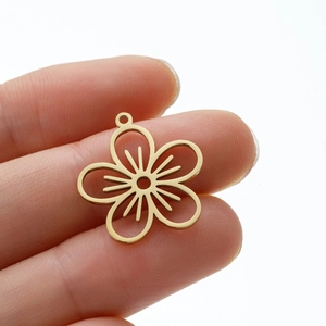 Flower Pendant Hollow Stainless Steel Floral Charm DIY Jewelry Making Accessory Minimalist Style