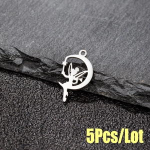 Lot de 5 pendentifs fée lune et ange en acier inoxydable plaqué or 18 carats pour bijoux