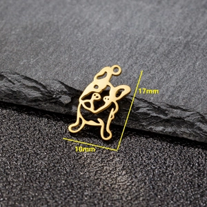 Ciondolo a forma di bulldog in acciaio inossidabile dorato per collane DIY 17mm x 10mm