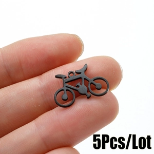 5Pcs matte black hollow bicycle pendants for DIY jewelry making necklace and earring