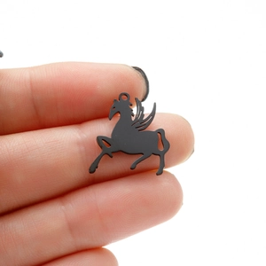 Matte black stainless steel Pegasus wing horse pendant charm for jewelry making
