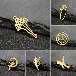 Breloques Pendentifs en Acier Inoxydable Évidé Fée Lune Champignon Sorcière pour Création de Bijoux Collier Bracelet
