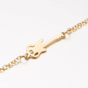 Bracciale bohémien in acciaio inossidabile dorato con ciondolo a chitarra minimal