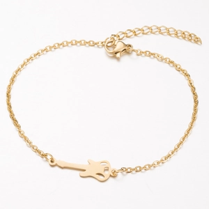 Bracciale minimalista in acciaio dorato con raffinato ciondolo a chitarra su catena sottile