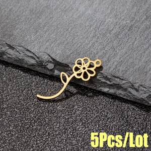 Pendentif Fleur Acier Inoxydable Charme Plante Florale Évidée Pour Création De Bijoux DIY Accessoire Collier Mode Femme