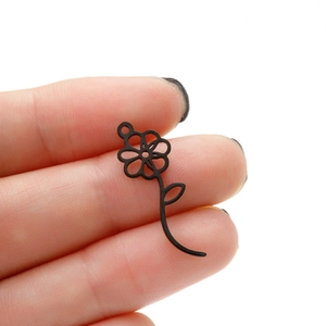 Pendentif fleur évidée noire en acier inoxydable pour la fabrication de bijoux DIY