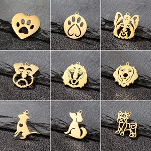 Pendenti in Acciaio Inossidabile a Forma di Zampa di Cane per Gioielli DIY Accessori per Collane Bracciali Simpatico Animale Oro Argento Nero