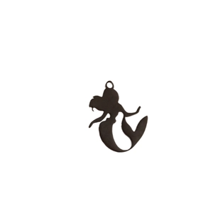 Black silhouette mermaid pendant in stainless steel for DIY jewelry necklace making