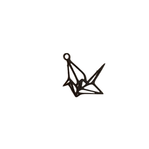 Hollow black paper crane pendant in stainless steel for DIY jewelry necklace making