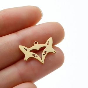 Fox Head Pendant Stainless Steel Hollow Out Animal Shape DIY Necklace Accessory Jewelry Making Polished Fashion Minimalist