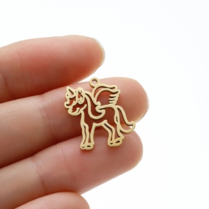Unicorn Pegasus Pendants Stainless Steel Hollow Out Design DIY Jewelry Making Accessories Mythical Animal Charms For Necklace