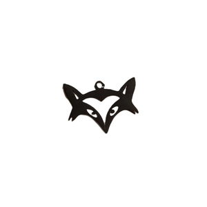 Polished black fox head cutout charm in stainless steel with top ring for DIY jewelry making